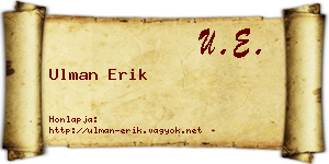 Ulman Erik névjegykártya